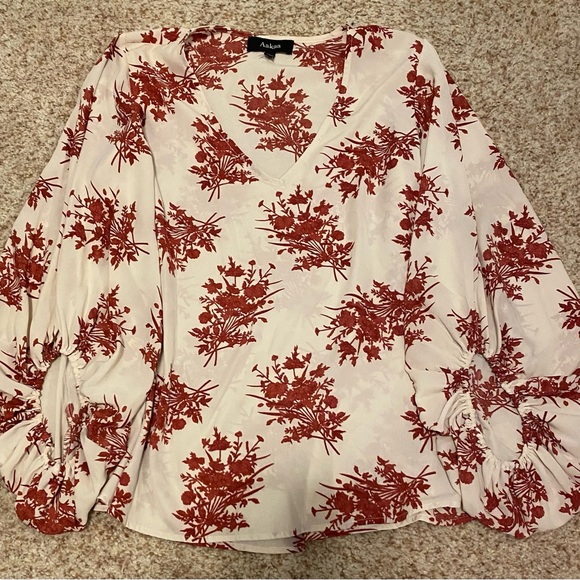 Aakaa Cream and Red Floral Blouse - Picture 1 of 7